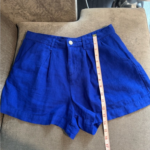 L'AGENCE Zahari High Rise Surf Blue Linen Shorts Size 28 - Picture 10 of 13